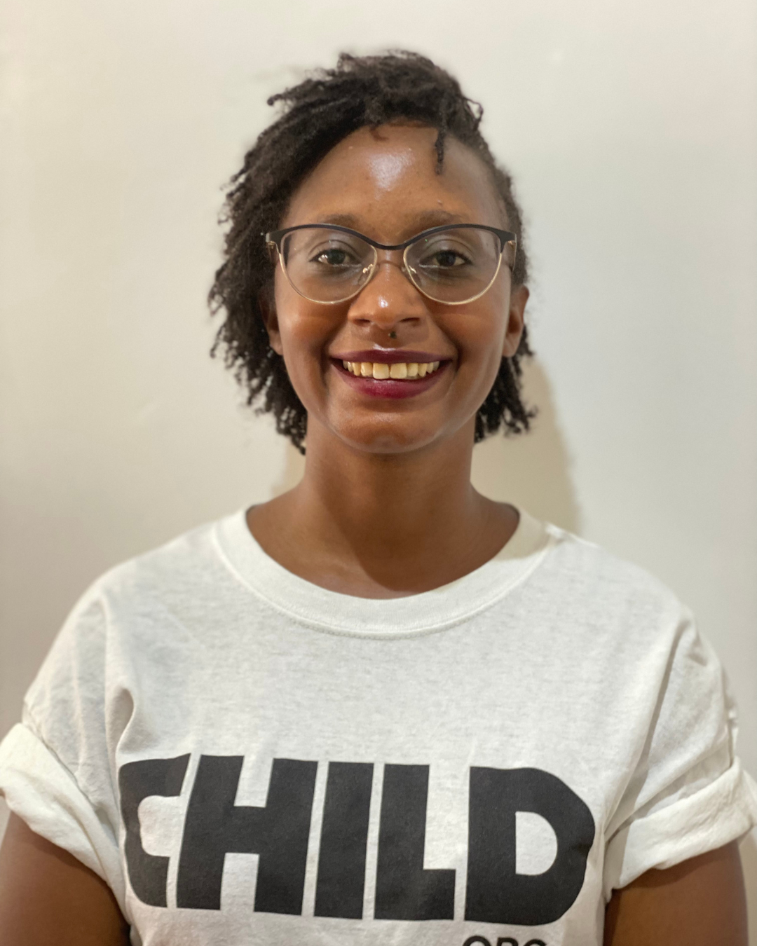 Ruth Mwangi in a white child.org t-shirt