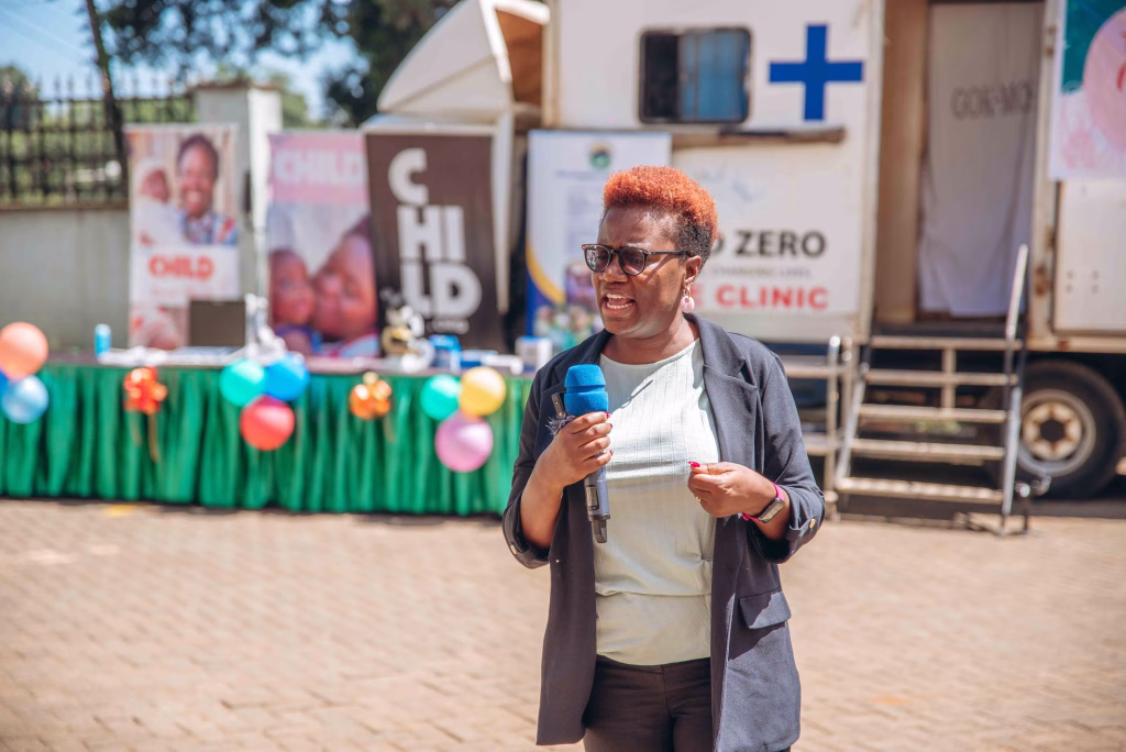 Child.org Head of Programmes Cherio Onacha at a mobile clinic launch in Meru, Kenya.