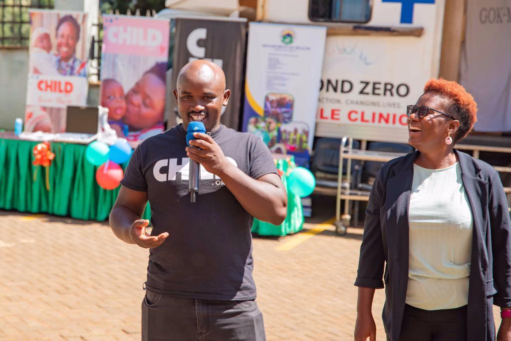 Jacob Chege with Head of Programmes Cheiro Onacha launching a mobile clinic in Meru #TeamDad