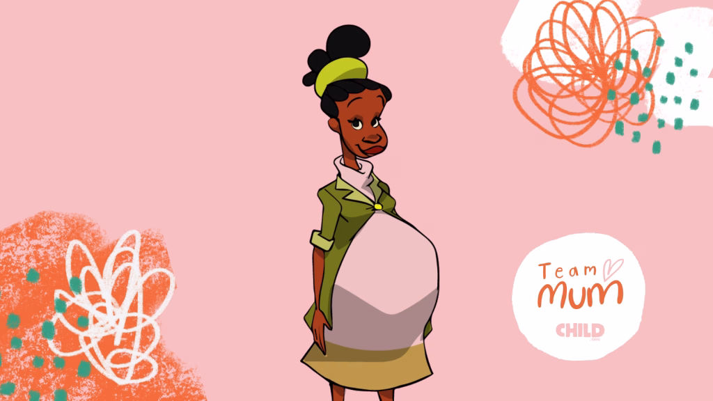Character illustration of Lela for Team Mum audio stories on safer pregnancy in Kenya.